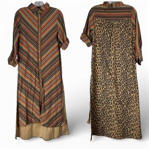 Fashion Express Rodeo Duster Women’s M Multicolor Striped Western Serape Leopard